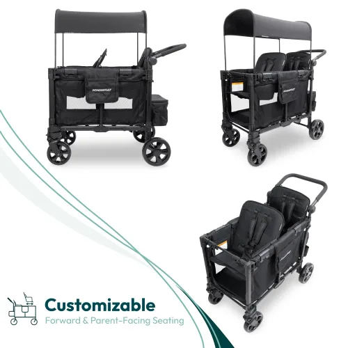 Miniatura 6 de WONDERFOLD W2 Elite Pro Cochecito Vagón (2 Asientos) – Cochecito Vagón Plegable con Asientos con Arneses de 5 Puntos, Mango de Empuje Ajustable