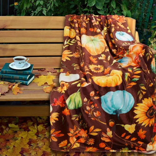Miniatura 6 de Manta súper suave, acogedora y afelpada para sofá y silla, mantas de otoño y mantas de calabaza (50 x 60 pulgadas)