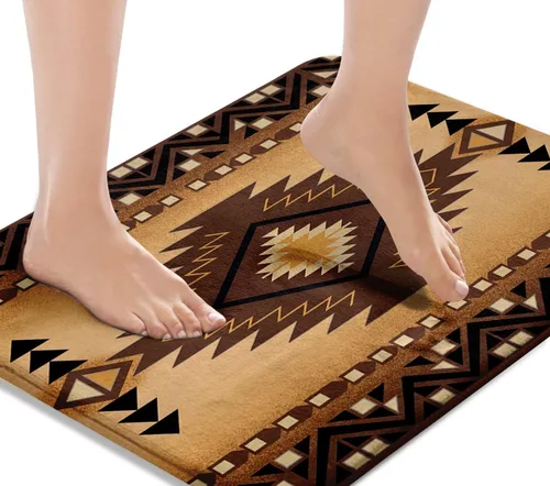 Britimes Alfombra de baño para baño, alfombra de baño occidental antideslizante, cubierta decorativa del suroeste lavable, alfombra de piso de 16 x