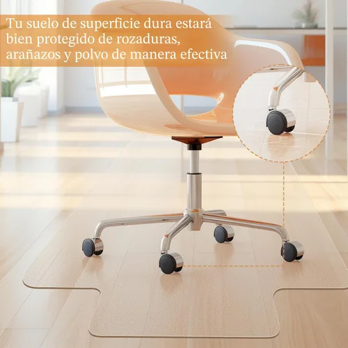 Miniatura 3 de KMAT Alfombrilla para Silla de Oficina, Alfombrillas de Deslizamiento Fácil para Suelos de Madera Dura y Baldosas, Alfombrilla para Silla Rodante