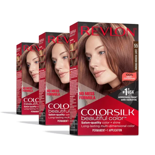 Miniatura 2 de Revlon Colorsilk Tinte permanente para el cabello, cubre 100 % las canas, sin amoníaco, con queratina y aminoácidos, tonos rojos (paquete de 3)