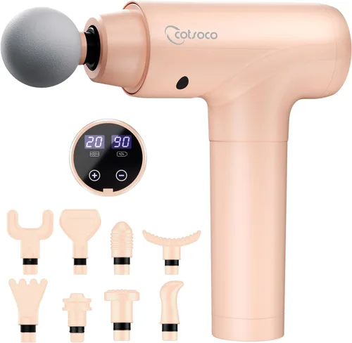 COTSOCO Pistola de masaje de tejido profundo, pistola de masaje muscular para el alivio del dolor, pistola de masaje de espalda, herramienta de Rosa