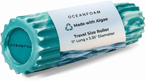 Oceanfoam Rodillo de espuma de viaje Ripple (11" x 3.35") Mini rodillo de espuma firme para terapia física, masaje de tejido profundo, dolor de Jade
