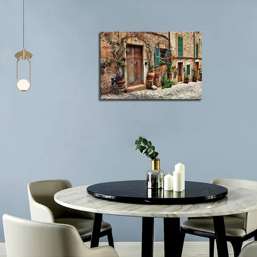 Miniatura 6 de Arte de pared toscano, calles italianas del antiguo mediterráneo, lienzo para pared, pintura de la imagen, impresión sobre lienzo, arquitectura