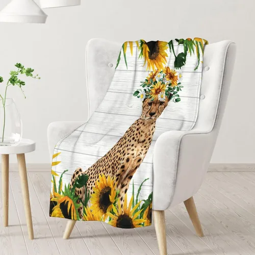 Miniatura 2 de Manta de guepardo para niños y adultos, suave, mullida y acogedora, 30 x 40 pulgadas, tamaño regazo, para sofá, oficina, color blanco, lindas mantas
