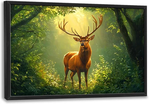 Miniatura 100 de Cuadros Grandes Enmarcados Arte de Pared para Sala de Estar, Lobos del Bosque Decoración de Pared de Gran Tamaño Lobo Animal Impresión en Lienzo