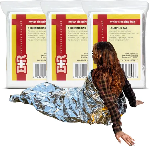 Miniatura 7 de Ever Ready First Aid Saco de dormir para acampar de supervivencia de Mylar para espacio de emergencia 36" x 84