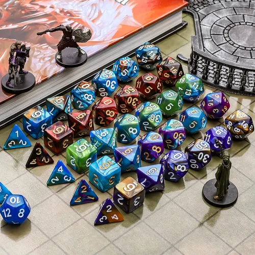 Miniatura 3 de CiaraQ Juego de dados poliédricos - Dados para juegos de rol DND para Calabozos y Dragones, juego de mesa RPG, doble color, 35 piezas