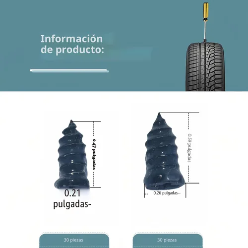Miniatura 2 de 60 clavos de goma para reparación de neumáticos, kits de reparación de neumáticos al vacío, tornillos de goma en espiral, herramienta
