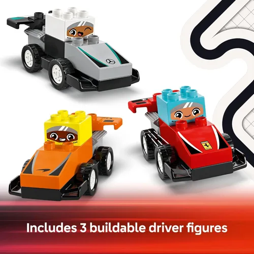 Miniatura 6 de LEGO DUPLO Town F1 Team Race Cars & Drivers Juguete de Construcción Playset - Coches de Juguete para Niños Pequeños para Juego de Simulación, Niños