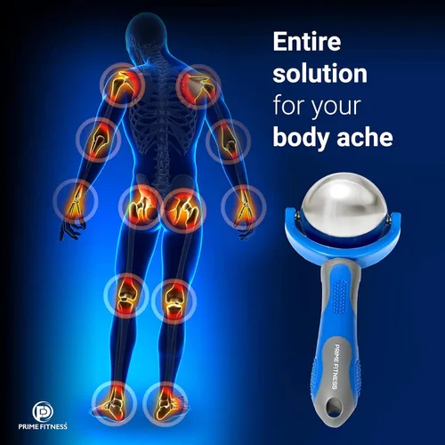 Miniatura 6 de PRIME Fitness Bola de rodillo de masaje frío Terapia de frío Bola de rodillo de hielo con mango Cryo Stick Alivia el dolor muscular (granate)