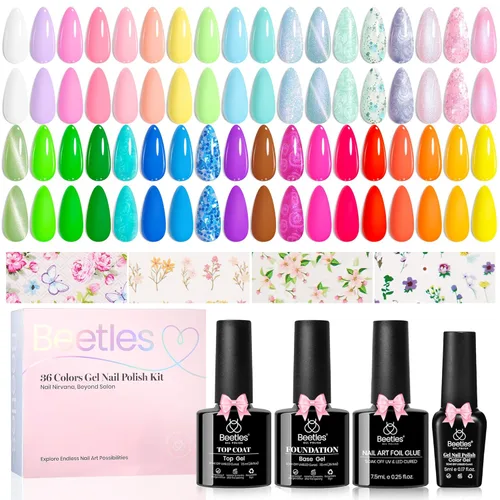 Miniatura 10 de Beetles - Juego de esmaltes de uñas de gel, 20 colores, colección Cozy Campfire Shade, juego de esmaltes de gel naranja, amarillo, verde, marrón