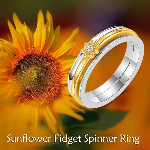 Miniatura 2 de Anillos giratorios de plata de ley para aliviar la ansiedad para mujer