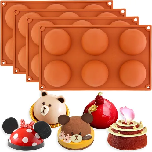 Miniatura 15 de FUNSHOWCASE Pequeña 15 cavidades semi esfera de media cúpula redonda molde de silicona chocolate tarta bandeja para hornear 1 unidad