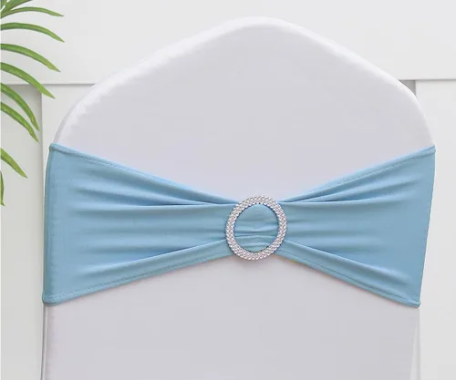 Paquete de 50 Bandas para Sillas Azul Bebé, Bandas Azul Bebé para Fundas, Bandas para Sillas para Bodas, Bandas para Sillas Azul Claro para