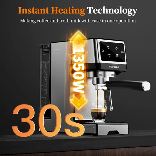 Miniatura 3 de Máquina de espresso de 20 bares con preparación de café caliente y frío rápido, cafeteras de acero inoxidable, máquina de capuchino y latte