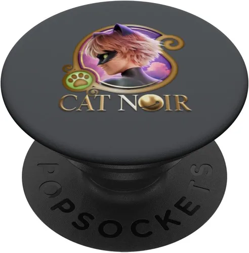 Miraculous Ladybug The Movie Cat Noir Badge Gold PopSockets intercambiables PopGrip