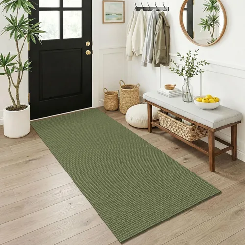 Miniatura 124 de KOZYFLY - Tapetes para entrada, lavable, tejido, con respaldo de goma antideslizante, de algodón, interiores, cocina, entrada, vestíbulo y puerta