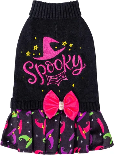 Miniatura 15 de CuteBone Suéter rosa para perro, vestido de feliz cumpleaños, suéter para mascotas, suéteres para perros grandes con corbatín, ropa de cachorro