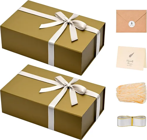 Miniatura 29 de LIFELUM Caja de regalo de 13.5 x 10 x 4 pulgadas, caja de regalo grande con tapas magnéticas, cajas de regalo negras para regalos de graduación