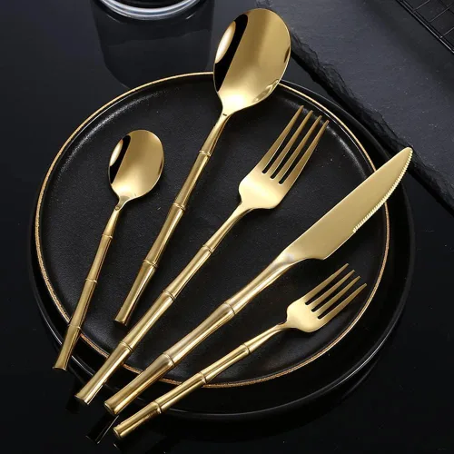Miniatura 4 de Juego de cubiertos dorados para 6, juego de cubiertos dorados de 30 piezas, acero inoxidable 18/8, cucharas y tenedores dorados en el hogar