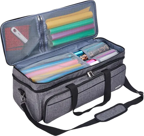 Miniatura 3 de Estuche de transporte de doble capa con bolsillo para tapete para Cricut Maker 4, Explore 4, múltiples compartimentos frontales grandes