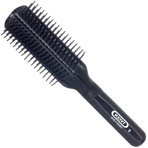 Kent AS9 - Cepillo de viaje antiestático para alisar, alisar y rizar el cabello medio o largo. Mini cepillo de pelo de 9 filas antiestático para el