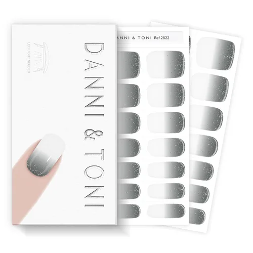 Miniatura 12 de DANNI & TONI Tiras de uñas de gel semicuradas, color rosa champán, ojos de gato, 28 calcomanías de regalo para mujer Aqua Ripple