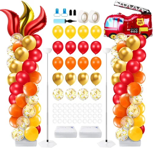 Miniatura 21 de Kasyat Juego de 2 soportes de columna de globos para fiesta de arañas con 2 arañas y 100 globos de látex rojos, azules y negros, soportes de arco