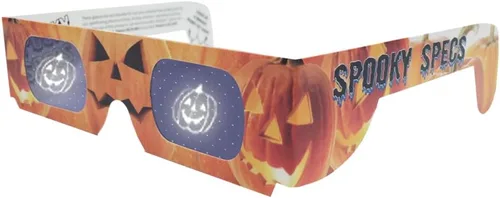 Miniatura 4 de 3 gafas de Halloween – Lentes holográficas de murciélago, calabaza y calavera en marcos de papel – Ojos festivos – Gafas holográficas 3D