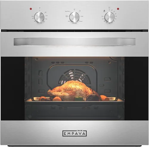 Miniatura 8 de Empava Horno eléctrico de pared individual integrado de 24 pulgadas con convección y asador, 10 modos de cocción, control táctil de pantalla, acero
