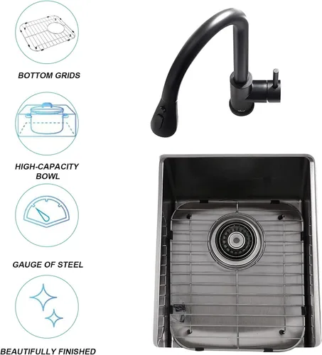 Miniatura 7 de Rejilla para fregadero de cocina de 11-3/4 x 12-1/4 pulgadas, protector de fregadero de cocina resistente con colador integrado y drenaje trasero