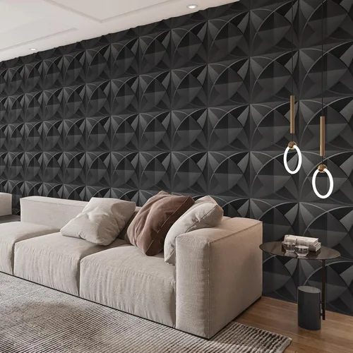 Miniatura 5 de Art3d Paneles decorativos texturizados de PVC 3D para decoración de paredes interiores en sala de estar, dormitorio en negro, paquete de 33
