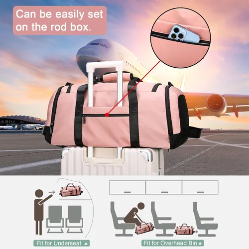 Miniatura 5 de Bolsa de gimnasio para hombres y mujeres, bolsa de viaje deportiva, bolsa de lona para gimnasio, Rosado