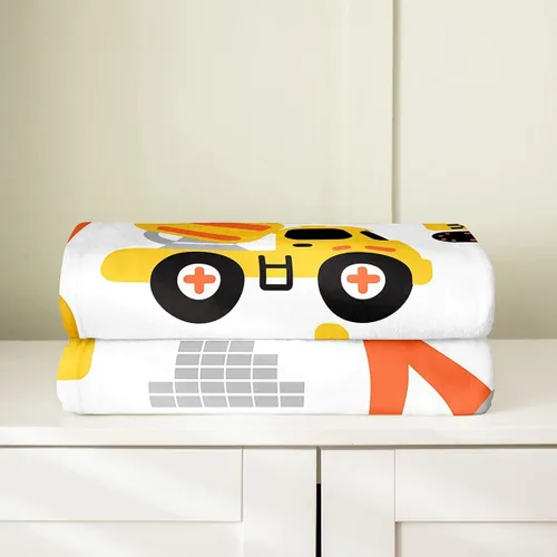 Miniatura 4 de Manta de franela de forro polar para automóvil de dibujos animados, para niños, para todas las estaciones, para sofá, equipo, camiones, manta