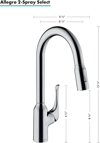 Miniatura 2 de hansgrohe Allegro N 71843001 - Grifo de cocina de arco alto cromado con rociador extraíble, grifo para fregadero de cocina, cromado