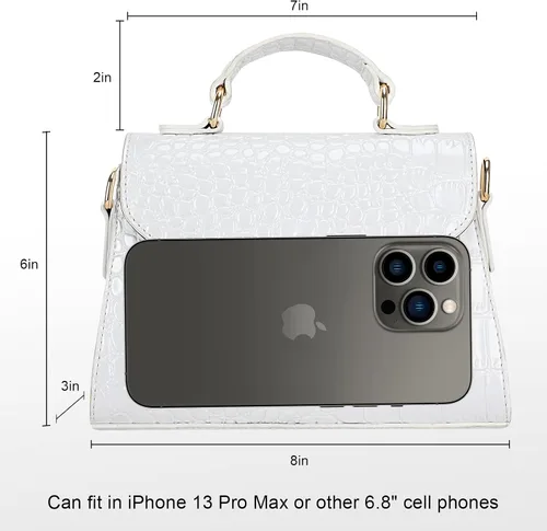 Miniatura 5 de FAMYPAL Bolsos cruzados de cocodrilo para mujer, bolso pequeño de moda para teléfono, bolso de mano con asa superior para mujer