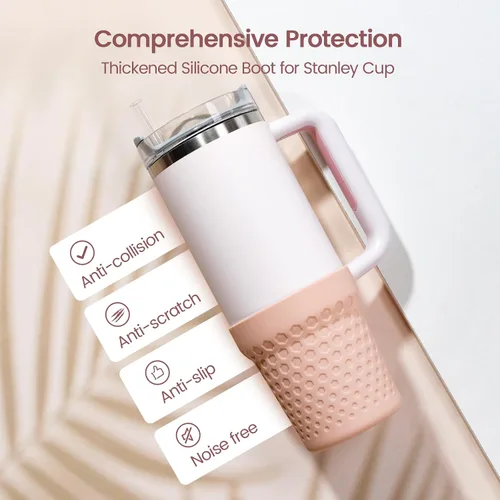 Miniatura 2 de Thxbag Bota de silicona para taza Stanley Cup 30oz / 20oz, funda de protección en color rosa compatible con Stanley H2.0 y Stanley Adventure Cuarzo