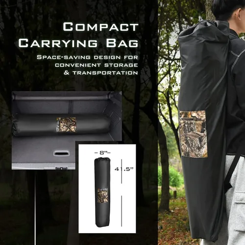 Miniatura 7 de Tangkula Persiana desplegable para 3 personas, persiana portátil de caza con ventanas de malla, bolsa de transporte y estacas de tierra, tienda