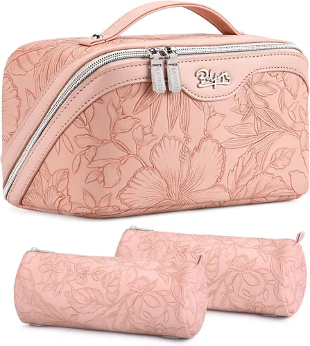 Miniatura 15 de BOYATU Bolsas de maquillaje de viaje Bolsa organizadora de cosméticos: Juego de 3 bolsas de maquillaje de gran capacidad, bolsas de aseo de piel