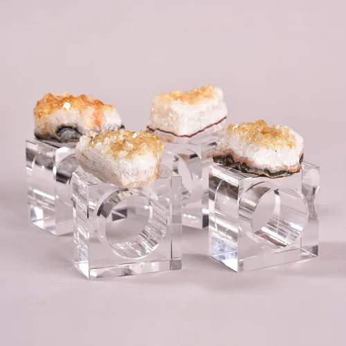 Miniatura 7 de AMOYSTONE Servilleteros de cristal natural con forma de citrino cuadrado, juego de 4 servilleteros con base decorativa de vidrio, irregular, 2.5