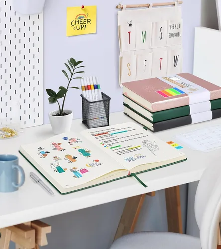 Miniatura 5 de Ansopu Cuaderno de puntos, 360 páginas numeradas, cuadrícula de puntos, de 8.5 x 11 pulgadas, papel de punto de 100gsm, tapa dura gruesa, de cuero