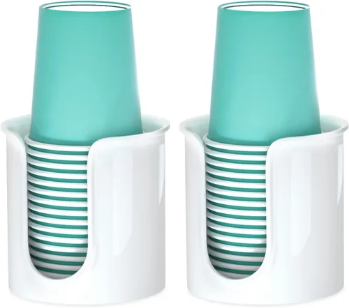 Miniatura 11 de Portavasos de baño, paquete de 2 dispensadores de tazas de 3 onzas para encimera de tocador de baño, dispensador pequeño de vasos de papel para Negro