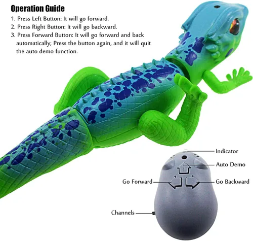 Miniatura 2 de Tipmant Lagarto RC Control remoto Animal Camaleón falso realista Crawlers Vehículo Truco de Halloween Navidad Broma Juguetes Cumpleaños Niños (Verde)