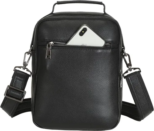 Miniatura 8 de Polare - Bolso de mensajero de cuero italiano de grano completo, estilo vintage, bolso cruzado al hombro, estilo casual, bolso de negocios