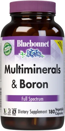 BlueBonnet Multi Minerals Plus - Cápsulas vegetarianas de boro, 180 unidades, color blanco