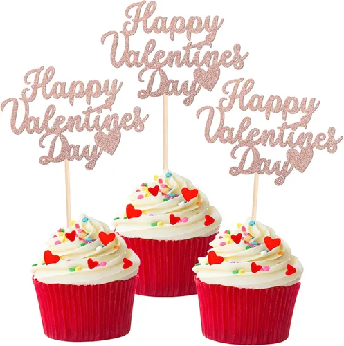 Miniatura 15 de 24 piezas de decoración para cupcakes con purpurina para el día de San Valentín Sweet Love Be Mine para San Valentín, temática de San Valentín