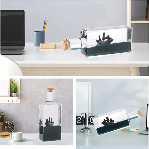 Miniatura 6 de Adornos de Escritorio de Barco Insumergible, Barco de Una Pieza en una Caja, Adorno de Barco Perla Negra Flotante, Decoración de Barco Insumergible