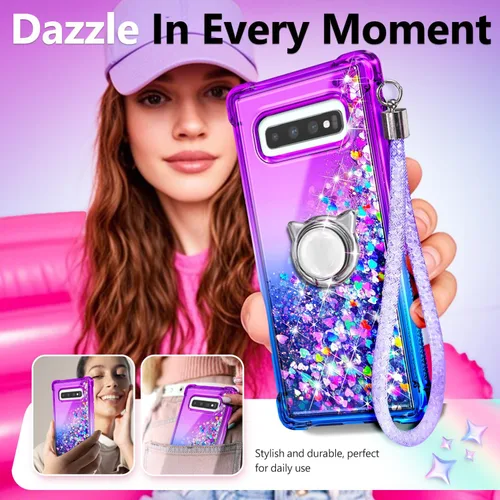 Miniatura 51 de NGB - Funda de teléfono diseñada para Samsung Galaxy S9+ Plus, morado/azul, con purpurina líquida para mujeres y niñas, con protector de pantalla