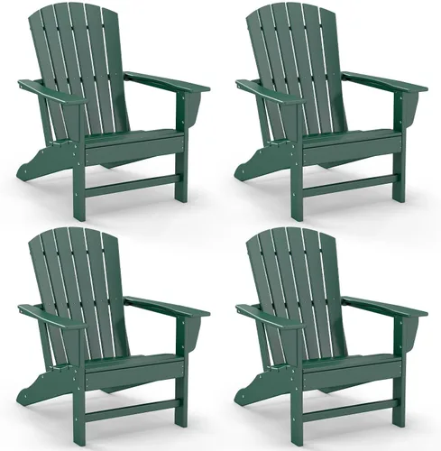 Miniatura 22 de GREENVINES Juego de 4 sillas Adirondack Plástico de polietileno de alta densidad Silla para hoguera de gran tamaño Todo tipo de clima Aqua